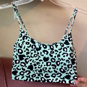 forever 21 green animal print activewear cami top size m